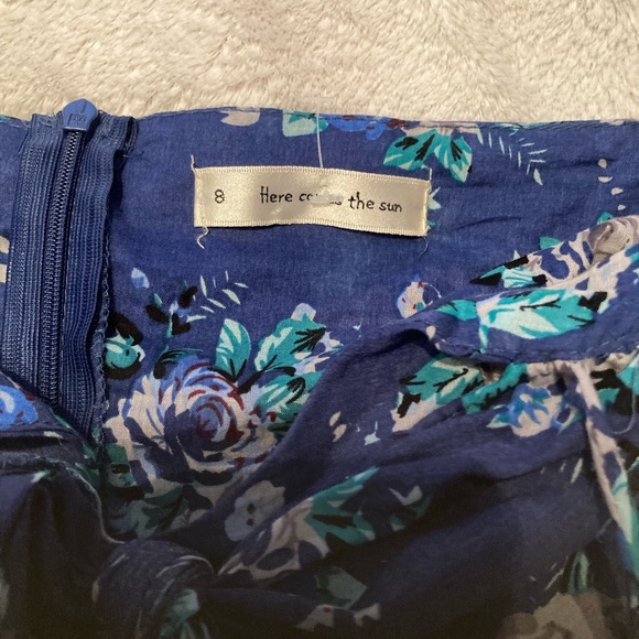 Boho Navy Blue Floral Front Knot Twist Dress| Here come the Sun Sz 8 - Picture 15 of 16